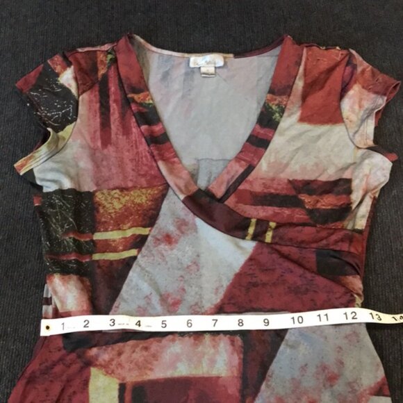 OLIVIA MATTHEWS Burgundy and Gray Patchwork Fit & Flare Maxi Dress-Size S - Picture 11 of 13